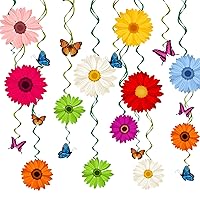 48 Pieces Spring Sun Flowers Butterfly Hanging Swirl Decorations Spirals Sunflower Party Streamers Wall Ceiling Hanging Supplies Favors Spring Summer Birthday Party Decorations