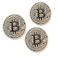 Set of 3 - Gold Plated Collectible Bitcoin Coin Physical Art Collection Gift