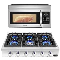 GASLAND Chef 30 Inch Over-the-Range Microwave Oven OTR1603S + Professional Slide-in 36'' Natural Gas Rangetop Pro RT3606
