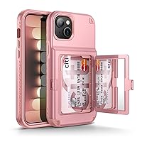 WeLoveCase for iPhone 15 Plus Wallet Case with Card Holder, Built-in Hidden Mirror, with Shockproof Heavy Duty Protection Phone Case for iPhone 15 Plus, 6.7
