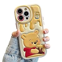 Compatible with iPhone 14 Pro Cute Case, Kawaii Phone Case TPU Leather Cute Bear Cartoon case Soft Rubber Shockproof Protective for iPhone 14 Pro Case Cover for Women Girls