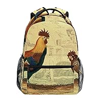 ALAZA Vintage Rooster Hen Backpack for Women Men,Travel Trip Casual Daypack College Bookbag Laptop Bag Work Business Shoulder Bag Fit for 14 Inch Laptop