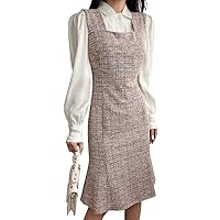 Women's Dresses Plaid Tweed Overall Dress Without Blouse Dress for Women