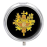 Cute Pill Box Portable Pill Container Coat Arms of France Emblem Small Medicine Vitamin Organizer with 3 Compartments for Travel