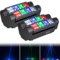 Spider Moving Head DJ Lights, Disco Party Stage Lights Indoor, Litake 8x10W RGBW Sound Activated DMX-512 Control Strobe Beam Lighting for Christmas Party Pub Festival Wedding Event Show, 2 Packs