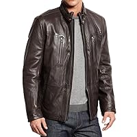 New Men's Leather Motorcycle Jacket Slim fit Leather Jacket Coat A520