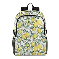 ALAZA Fruit Lemon Green Leaves and Flowers Lightweight Trips Hiking Camping Rucksack Pack