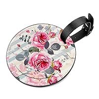 Luggage Tags, 2 Pcs Suitcase Tag, Bag Tags for Luggage, Travel Tags, Unique Luggage Tags, Pink Striped Rose Flower Floral Modern