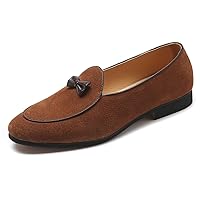 Mens Loafers Slip On Dress Driving Shoes for Men Velvet Moccasin Smoking Slipper with Bow