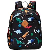Toddler Backpack Boys, 15 Inch Kids Backpack for Preschool or Kindergarten, Dinosaur Black