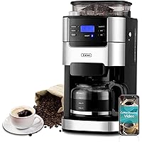 Gevi 10-Cup Coffee Maker with Built-in Grinder, Programmable Grind & Brew, 1.5L Water Reservoir, Keep Warm Plate Coffee Machine and Burr Grinder Combo