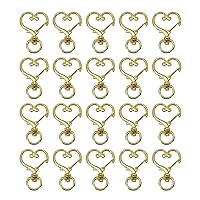 20pcs Heart Shaped Spring Clasp Keychain Metal Spring Snap Alloy Clasp Keychain Rings for Crafts DIY Creative Snap Hook Lanyard for Bag Key Chains Accessories,Gold