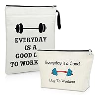Workout Lover Gifts Book Sleeve Makeup Bag Fitness Trainer Gift Fitness Bodybuilding Gift Book Protector Pouch Cosmetic Bag Athletic Trainer Gifts Dumbbell Gifts Travel Pouch