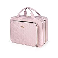 Pink Toiletry Bag Travel with Hanging Hook, Water-resistant Cosmetic Makeup Bag Organizer for Shampoo, Full Sized Container, Toiletries