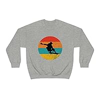 Novelty Silhouette Style Skateboard Gift Retro Skateboarding Kitten Sunset Crewneck Sweatshirt
