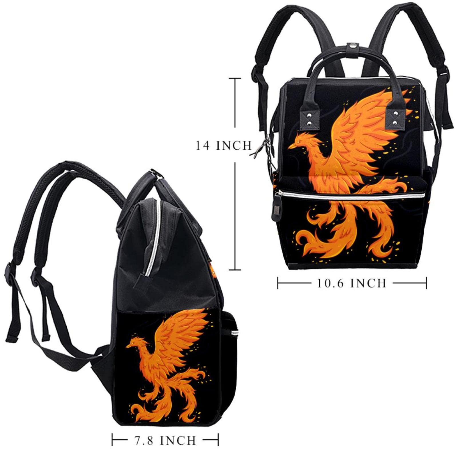 Hand Drawn Beautiful Phoenix Bird Diaper Bag Backpack Baby Nappy Changing Bags Multi Function Large Capacity Travel Bag