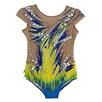 LIUHUO Yellow and Blue Rhythmic Gymnastics Leotards Sleeveless Girl Competition Performance