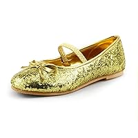 dollmaker Wedding Flower Girl's Glitter Sparkly Ballet Flat Shoes w/Elastic Strap Toddler Size