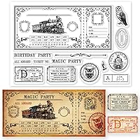 GLOBLELAND Vintage Train Ticket Clear Stamps for DIY Scrapbooking Retro Postmark Silicone Clear Stamp Seals Transparent Stamps for Cards Making Photo Album Journal Home Decoration