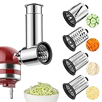 Stainless Steel Slicer Shredder Attachment for KitchenAid Stand Mixer,Includes Cheese Grater,Grinding Powder, Vegetable Slicer Shredder for Kitchenaid cheese grater attachments with 4 Blades by HOZODO