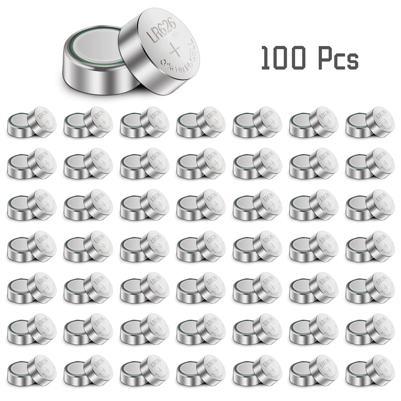 WindMax 100pcs Durable R626 377 SR626 177 AG4 1.5V Alkaline Coin Button Cell Batteries