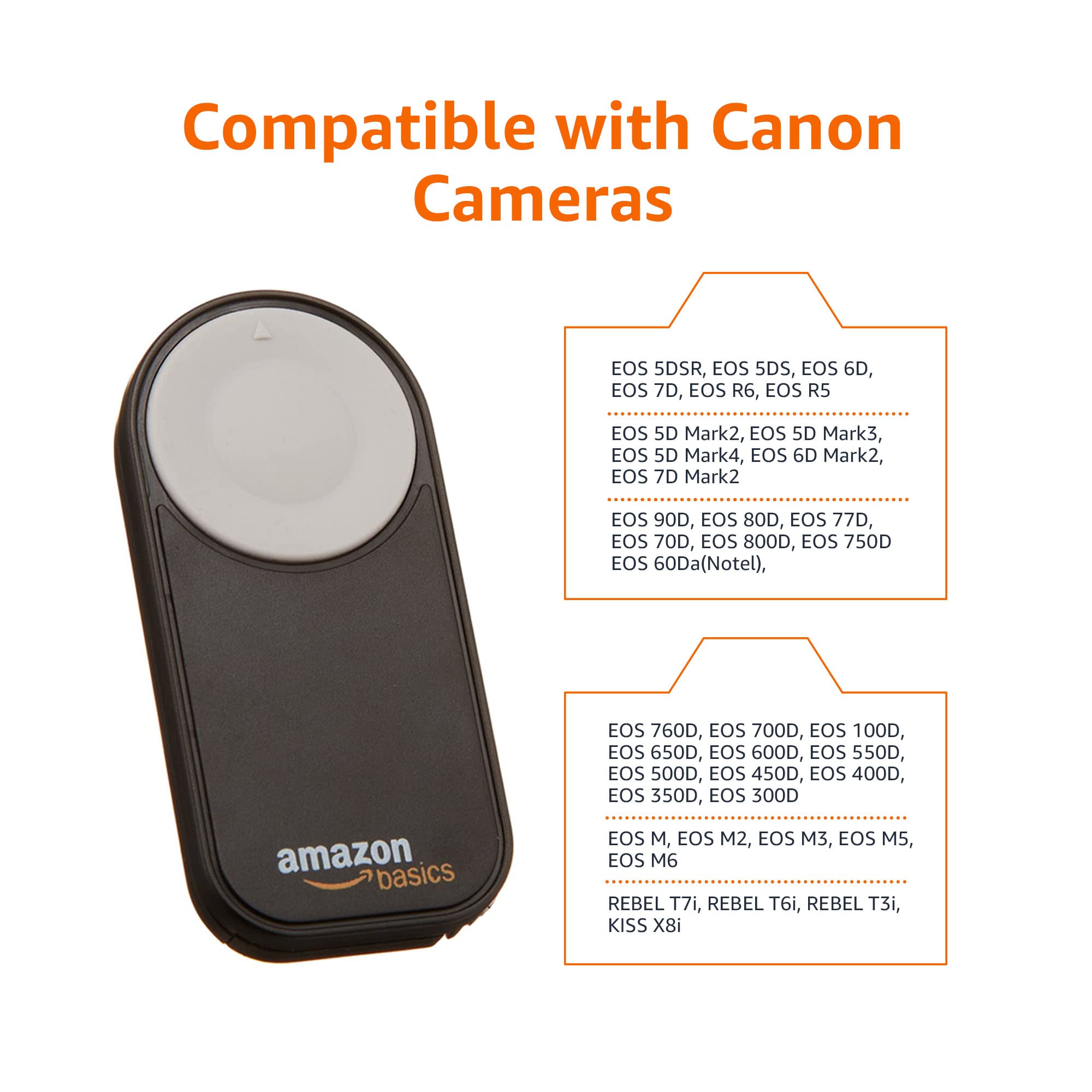 Amazon Basics Wireless Remote Control for Specific Canon Digital SLR Cameras, Black, 0.28