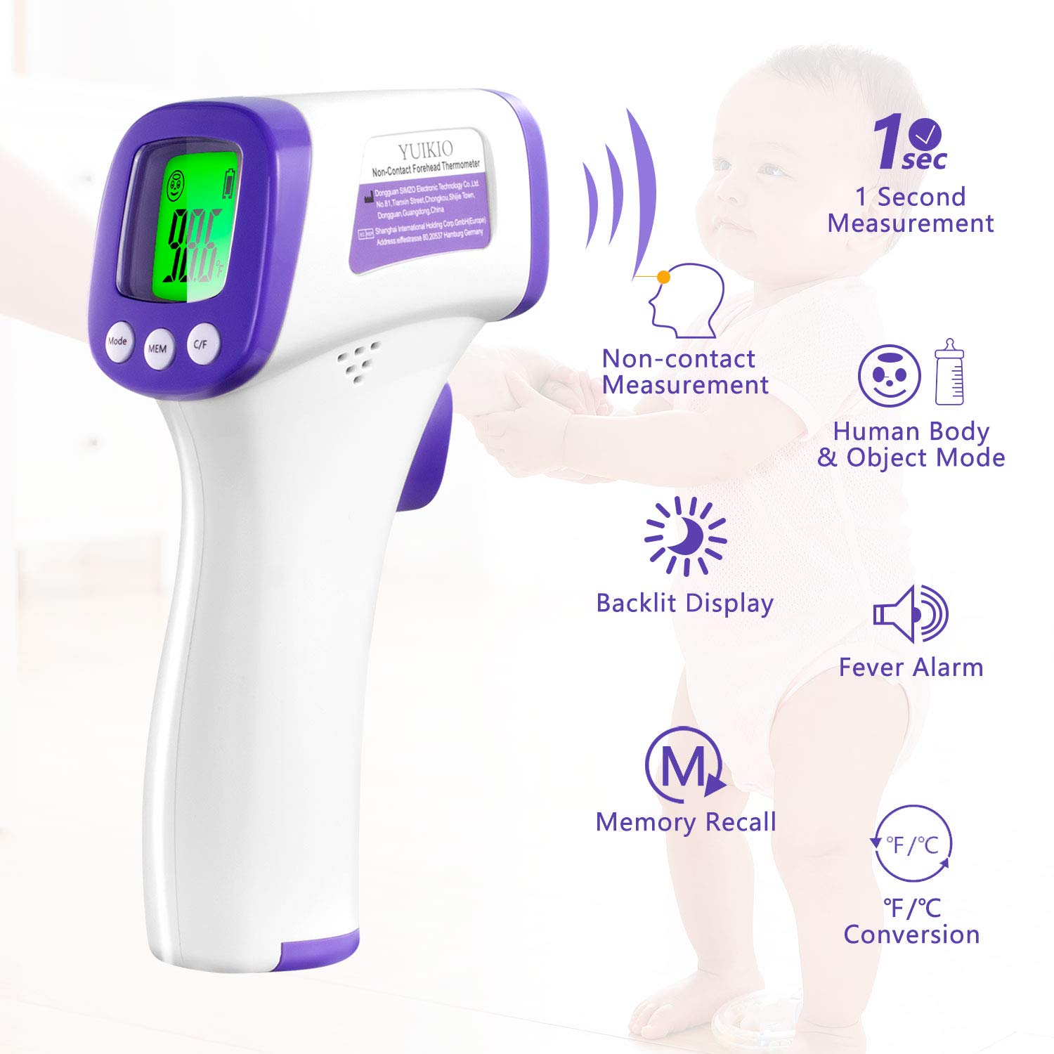 Digital Thermometer for Adults and Kids, No Touch Forehead Thermometer