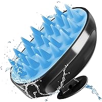 Scalp Massager Shampoo Brush, Soft Silicone Hair Scalp Exfoliating Scrubber for Men Women Kids Hair Growth Stress Relief with 50pcs Balloons(Black and Dark Blue)