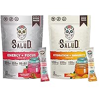 Salud 2-Pack |2-in-1 Energy + Focus (Guava) & Hydration + Immunity (Mango) – 15 Servings Each, Agua Fresca Drink Mix, Non-GMO, Gluten Free, Vegan, Low Calorie, 1g of Sugar