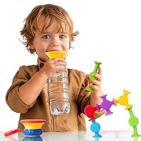 BUNMO Textured Suction Bath Toys 10pcs | Connect, Build, Create | No Mold Bath Toy & Monee 360 Cups for Toddlers | Sippy Cup Cap 2.0, Convert Store Bottles