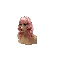 Light Pink Wig Synthetic Curly Bob Wig, Natural Hair Accessories Hairpiece Pink Women's Everyday Cool Natural Look, Unique Realistic Wig