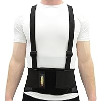 Industrial Back Brace for Work, Adjustable Double Pull & Removable Suspenders/Straps, Ideal for Lumbosacral Back Pain Relief & Heavy Lifting, 8
