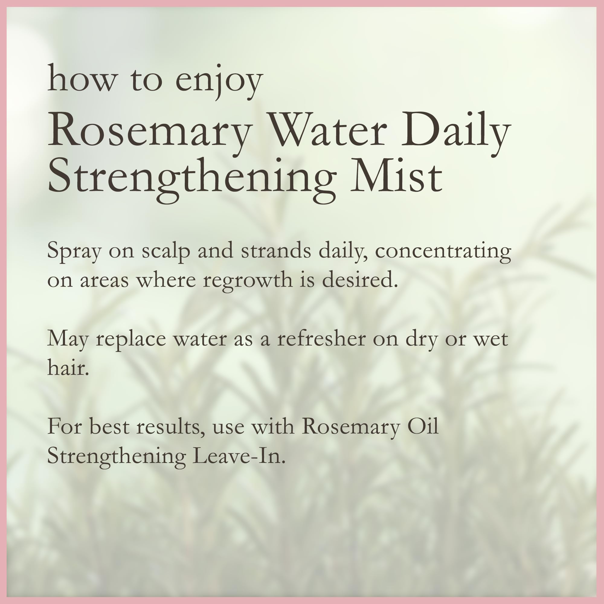 Camille Rose Rosemary Water Daily Strengthening Mist | 8 fl oz | Peppermint Oil, Rosemary Oil & Essential Oils to Strengthen & Encourage Hair Growth