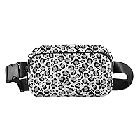 Sliver Snow Leopard Fanny Pack for Women Men Belt Bag Crossbody Waist Pouch Waterproof Everywhere Purse Fashion Sling Bag for Running Hiking Workout Walking