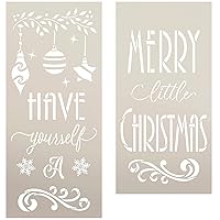 Have Yourself Merry Little Christmas 2-Part Stencil by StudioR12 | DIY Home Decor Gift | Craft & Paint Wood Sign Reusable Mylar Template | 1 x 4 FEET (12 inches x 51 inches (1 Foot x 4 feet))