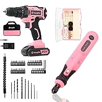Yougfin Pink Power Tools for Ladies, 20V Power Drill Driver Set with Battery & Charger, 3.6V Cordless Rechargeable Mini Rotary Tool Kit