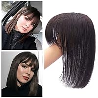 Hair Topper with Bangs for Women Real Human Hair,Top Hairpiece Clip in Topper Human Hair Extension for Covering Gery Hair 14