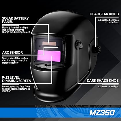 DEKOPRO Auto Darkening Solar Welding Helmet ARC TIG MIG Weld Welder Lens Grinding Mask New Black Design
