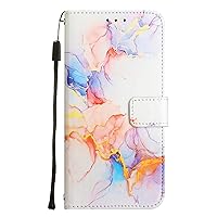 Compatible with OnePlus 11 Case Wallet Marble Leather Flip Cases Cover with Credit Card Holder for Women White with Hand Strap
