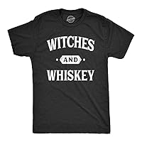 Mens Witches and Whiskey Tshirt Funny Halloween Drinking Tee