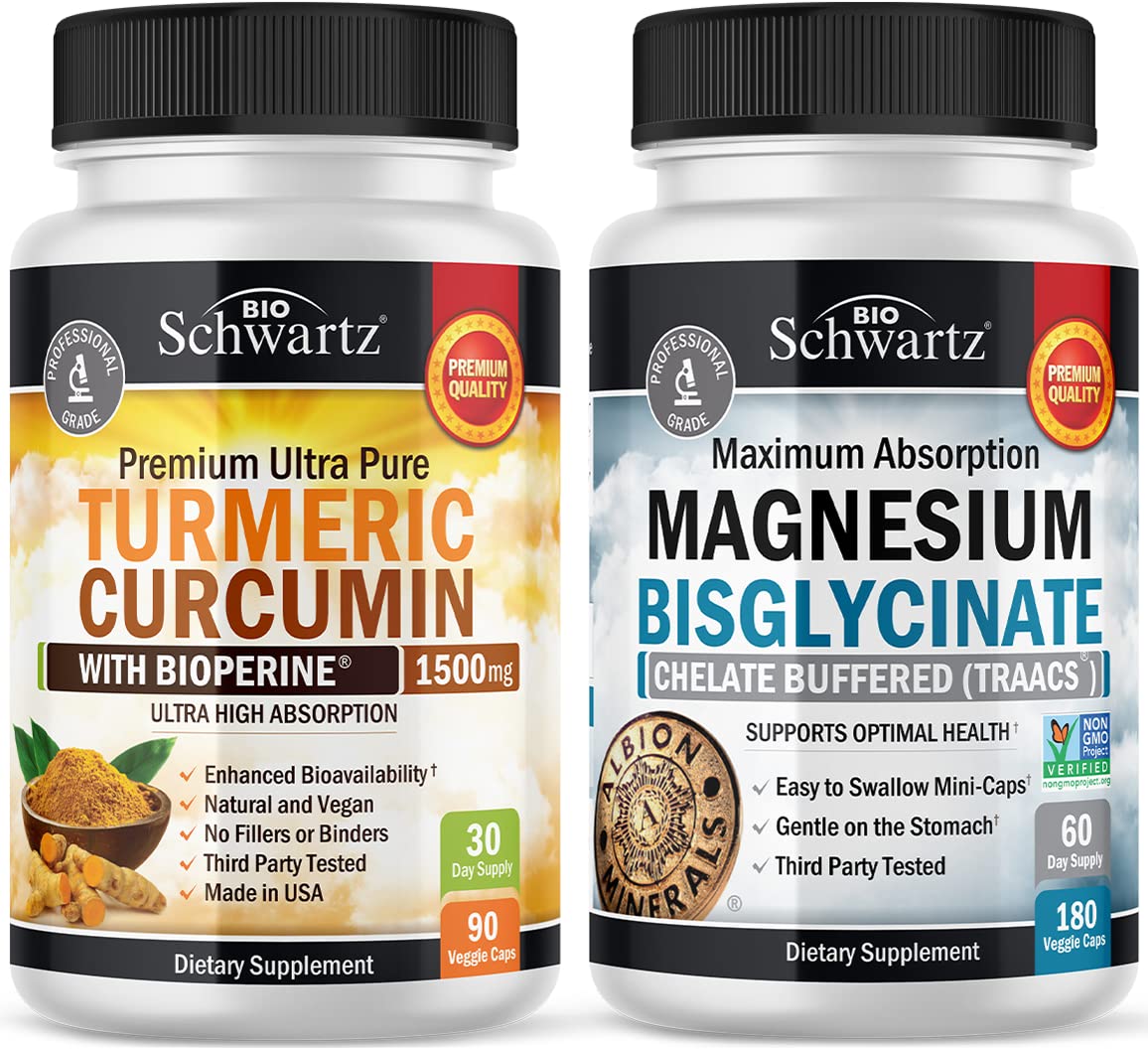 BioSchwartz Turmeric Curcumin 1500 and Magnesium Bisglycinate Bundle