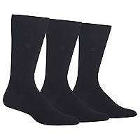 Chaps Men's Soft Touch True Rib Dress Crew Socks-3 Pair Pack-Modal Blend and Embroidered Detail
