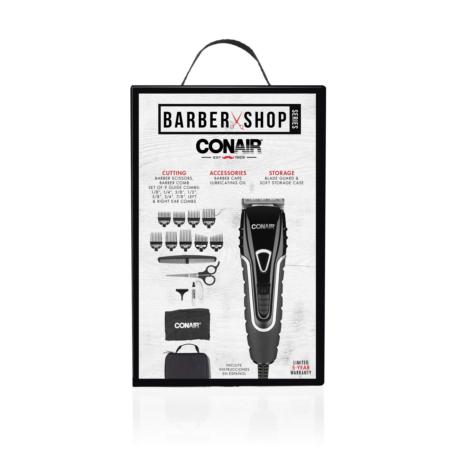 Conair Barber Hair Clippers, Barbershop Series No-Slip Grip 20-Piece Hair Cutting Kit