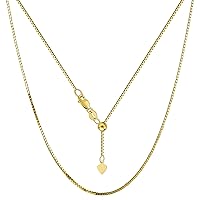 Jewelry Affairs 10k Yellow Real Gold Adjustable Box Link Chain Necklace, 0.85mm, 22