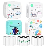 Mini Sticker Printer, Portable Pocket Printer with 15 Rolls Paper, Receipt Printers, Thermal Printer for iOS & Android, Bluetooth Inkless Printer for DIY, Memo, Study Notes, List