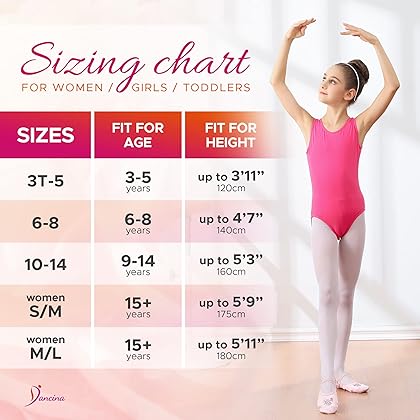 Dancina Ballet Dance Tights Footed - Ultra-soft Pro Excellent Hold&Stretch (Toddler/Girls/Women)
