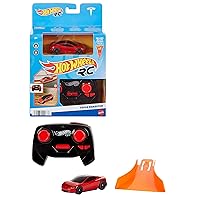 Hot Wheels RC Tesla Roadster in 1:64 Scale, Remote-Control Toy Car with Controller & Track Adapter, Works On & Off Track
