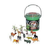 Wild Republic Wild Animals Bucket, Toy Figures, Kids Gifts, Jungle Theme Party Supplies, Zoo Animals, 15-Pieces