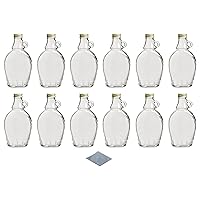 North Mountain Supply 8 Ounce Glass Maple Syrup Bottles with Loop Handle & Gold Metal Lids & Shrink Bands - Case of 12