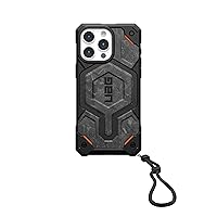 URBAN ARMOR GEAR UAG Designed for iPhone 15 Pro Max Case Monarch Pro Forged Carbon Fiber Bundle with UAG Paracord Lanyard Adjustable Wrist Strap Black